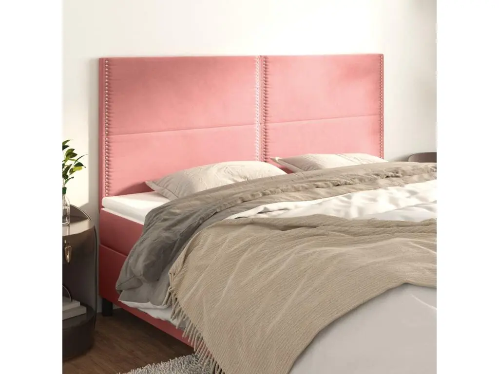 vidaxl Têtes de lit 4 pcs Rose 90x5x78/88 cm Velours