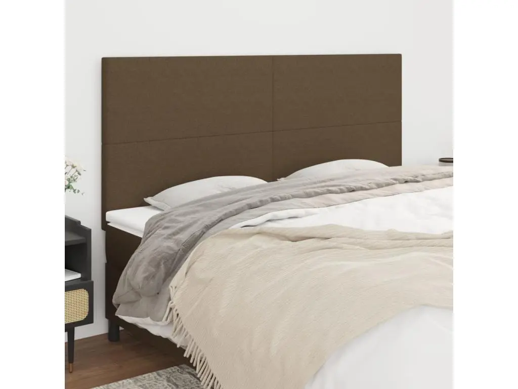 vidaxl Têtes de lit 4 pcs Marron Foncé 90x5x78/88 cm Tissu