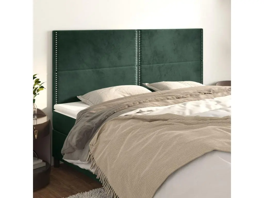 vidaxl Têtes de lit 4 pcs Vert foncé 80x5x78/88 cm Velours