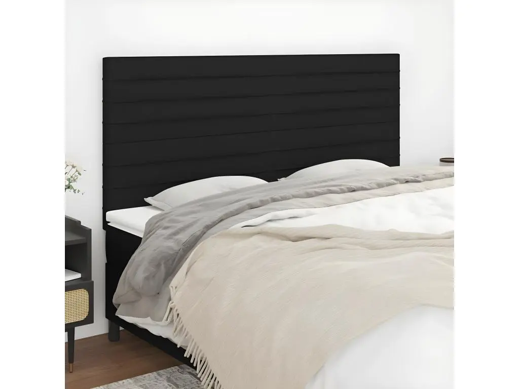 vidaxl Têtes de lit 4 pcs Noir 80x5x78/88 cm Tissu