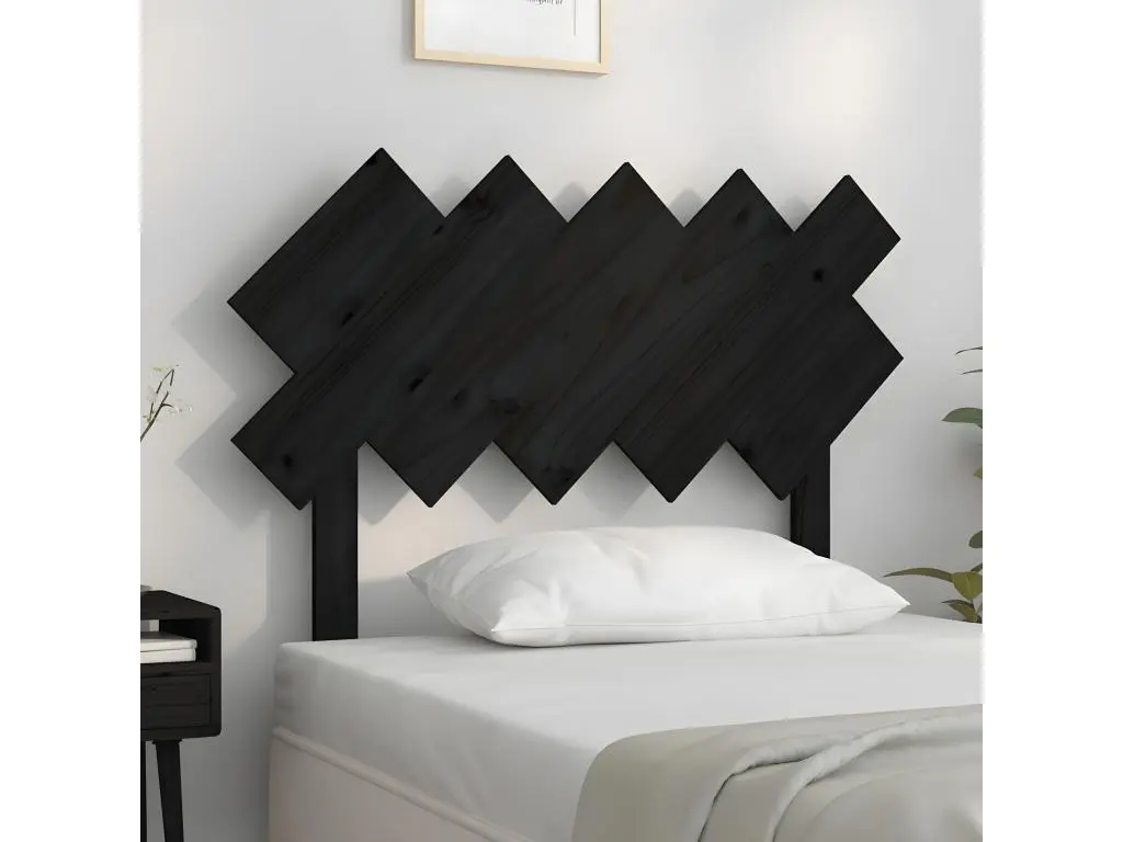 Tête de lit Noir 104x3x80,5 cm Bois massif de pin