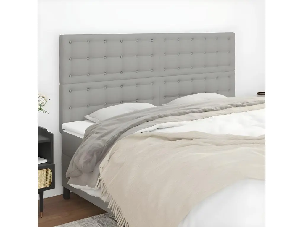 vidaxl Têtes de lit 4 pcs Gris clair 80x5x78/88 cm Tissu