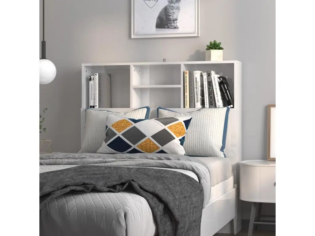 Armoire de tête de lit Blanc brillant 100x19x103,5