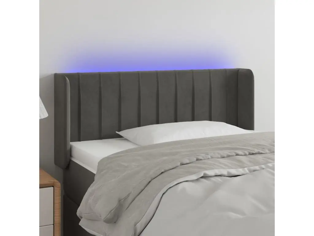 Clicnbuy Tête de lit à LED Gris foncé 93x16x78/88 cm Velours