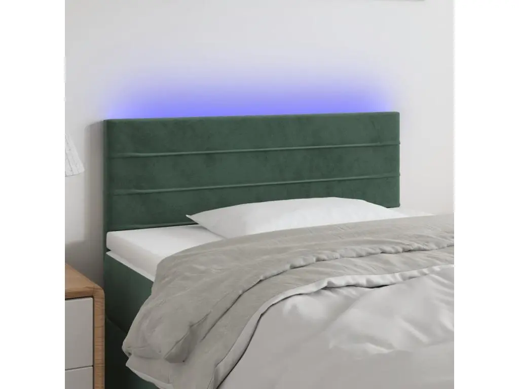 Clicnbuy Tête de lit à LED Vert foncé 80x5x78/88 cm Velours