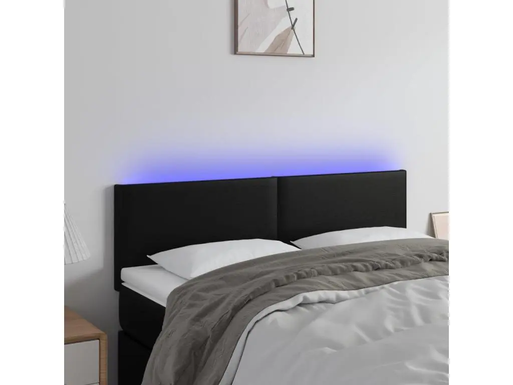 Tête de lit à LED Noir 144x5x78/88 cm Similicuir