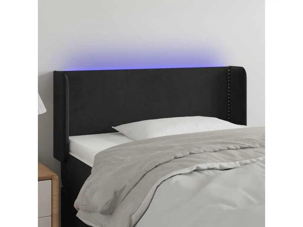 Clicnbuy Tête de lit à LED Noir 83x16x78/88 cm Velours