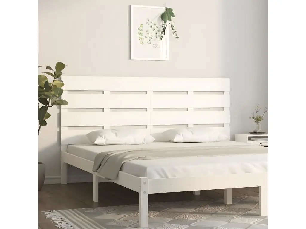 Tête de lit Blanc 150x3x80 cm Bois massif de pin