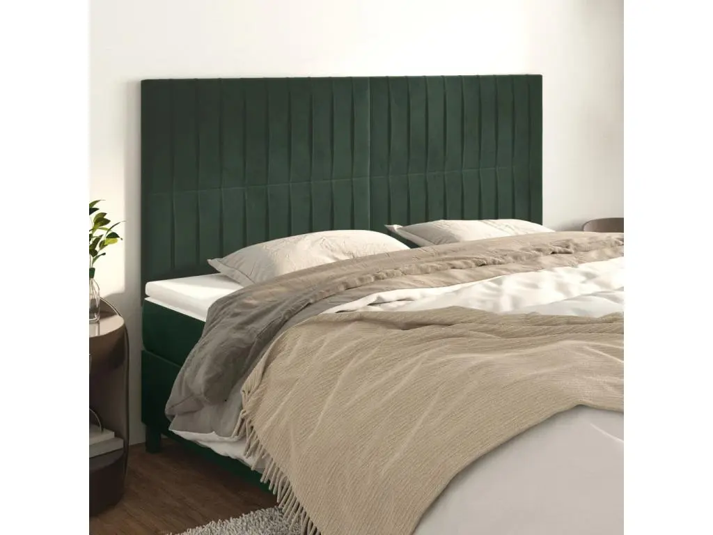 vidaxl Têtes de lit 4 pcs Vert foncé 80x5x78/88 cm Velours