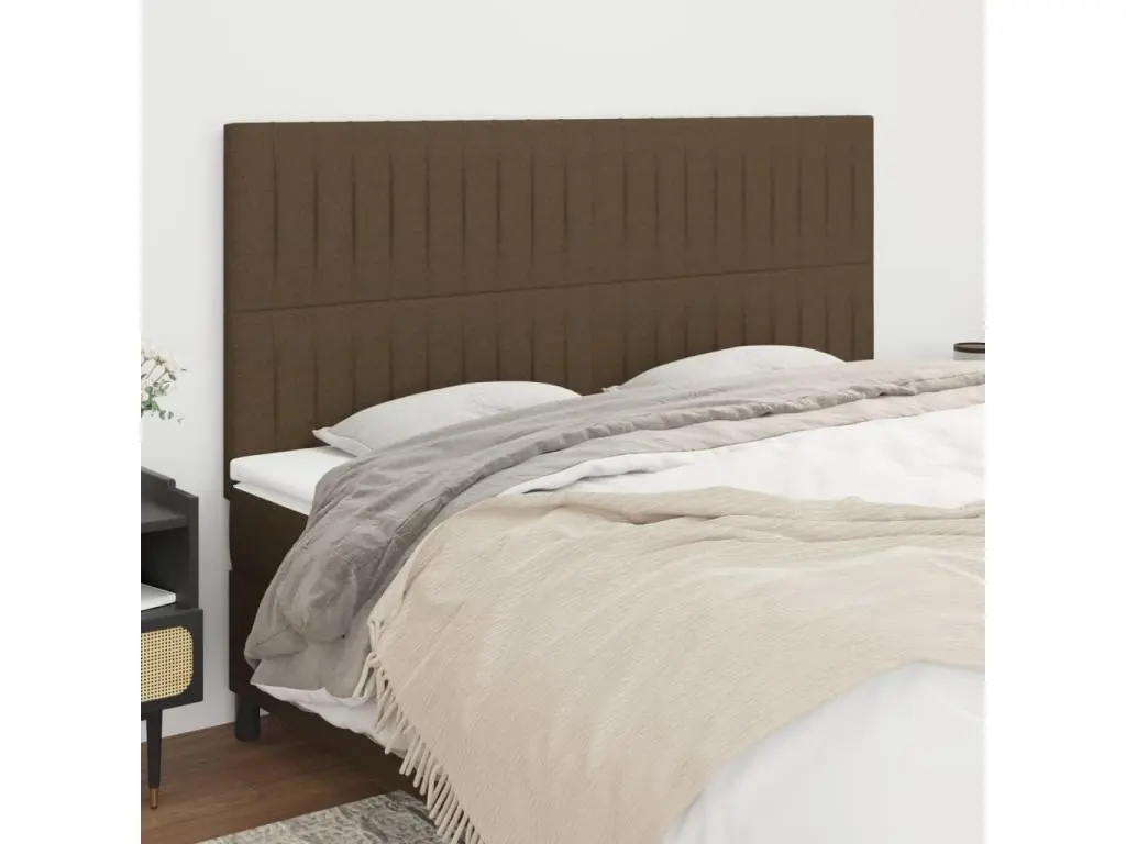 vidaxl Têtes de lit 4 pcs Marron Foncé 80x5x78/88 cm Tissu