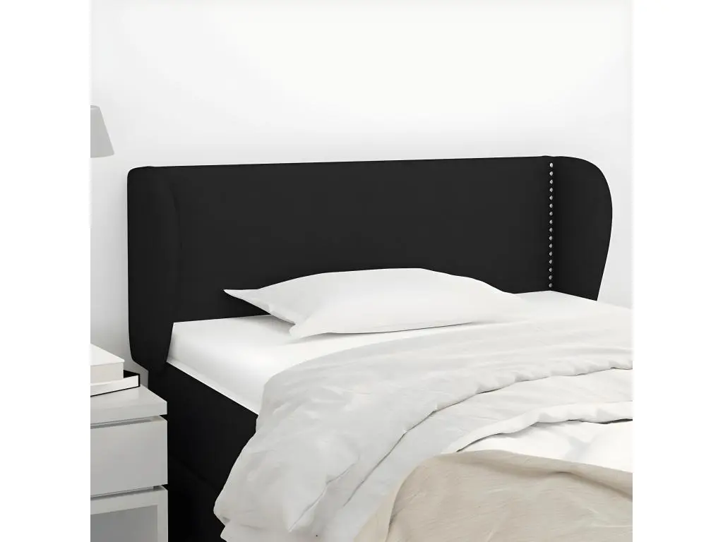 vidaxl Tête de lit avec oreilles Noir 103x23x78/88 cm Tissu