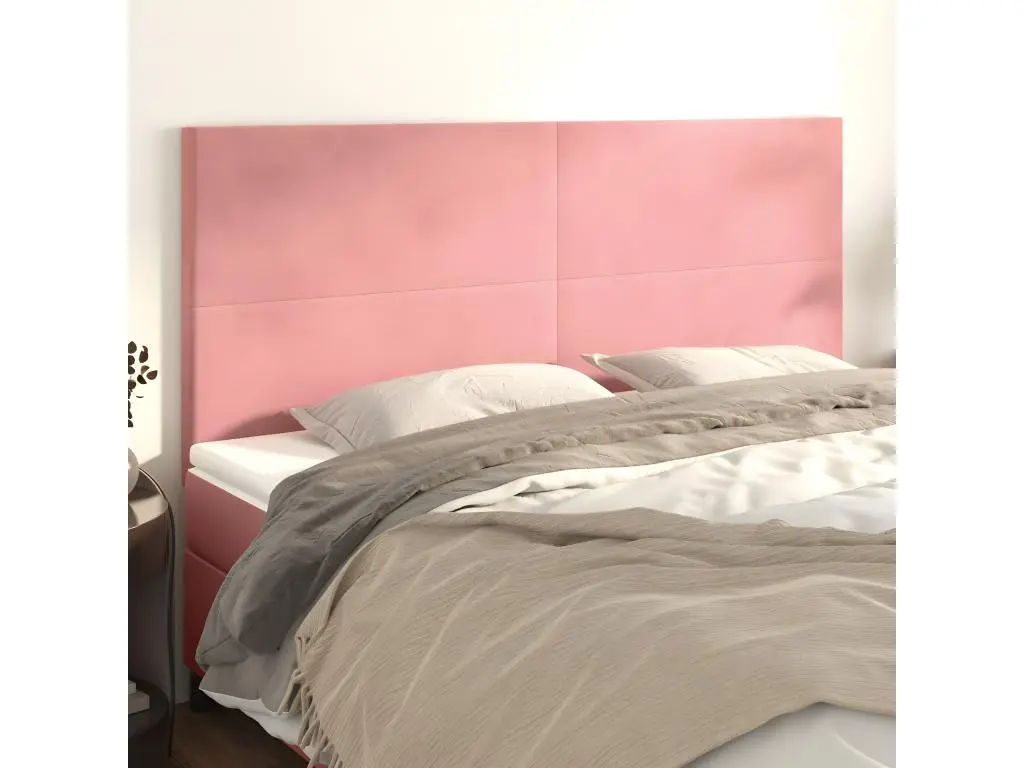 Têtes de lit 4 pièces Rose 90x5x78/88 cm Velours