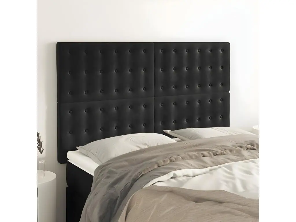 Clicnbuy Têtes de lit 4 pièces Noir 72x5x78/88 cm Velours
