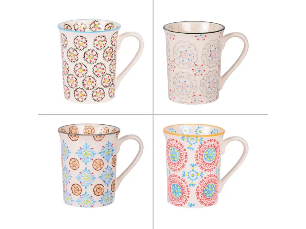 Coffret de 4 mugs bohème 30 cl