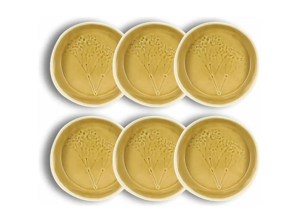 Ogo Living - Lot 6 Assiettes Coupe Fle 19.5cm En Gres Moutarde