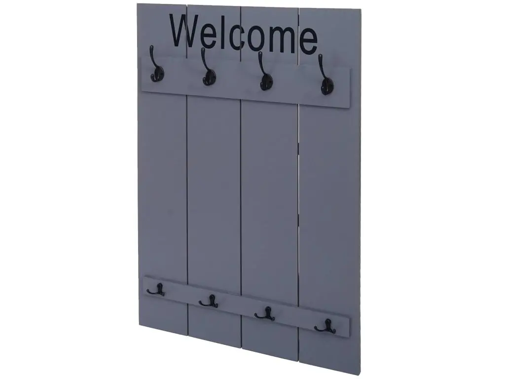 Armoire murale HWC-C89 Welcome - Panneau d'armoire - Shabby-Look Vintage - 91x60cm - grau-blau