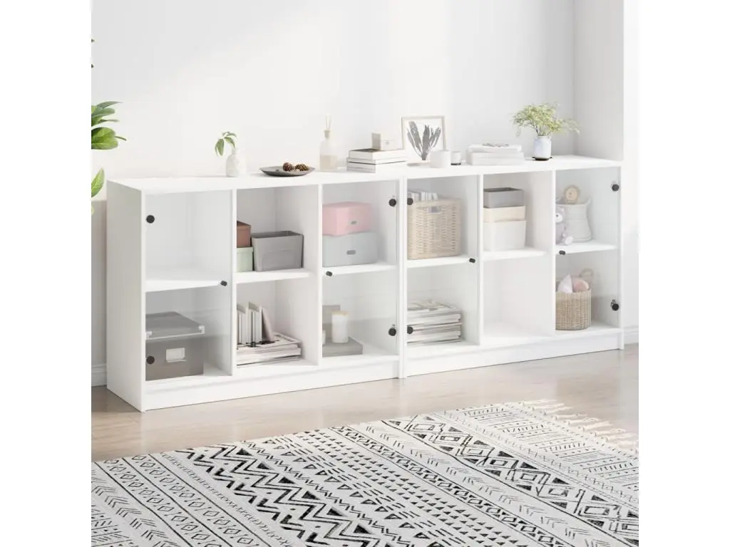 Bibliothèque avec portes blanc 204x37x75 cm bois d'ingénierie