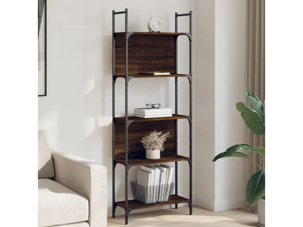 Bibliothèque à 5 niveaux chêne marron 60,5x24x166,5 cm