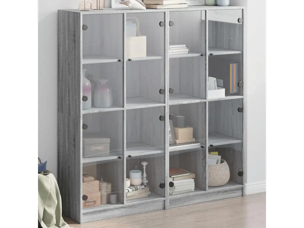Bibliothèque avec portes sonoma gris 136x37x142 cm
