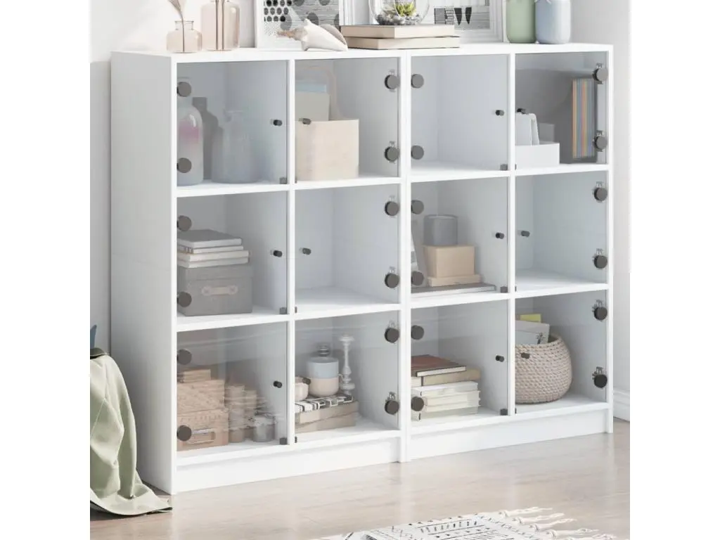 Bibliothèque avec portes blanc 136x37x109 cm bois d'ingénierie