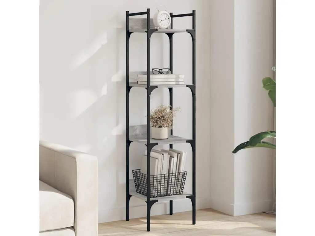 Bibliothèque à 4 niveaux sonoma gris 35x30x138,5 cm