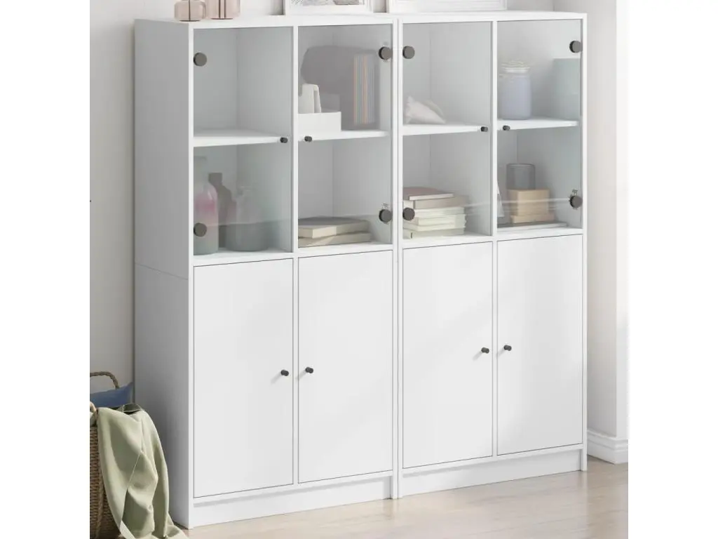 Bibliothèque avec portes blanc 136x37x142 cm bois d'ingénierie