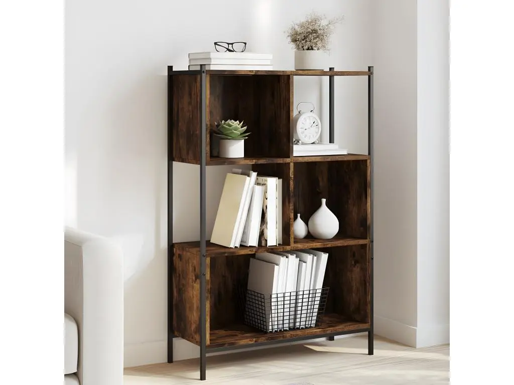 Bibliothèque chêne fumé 72x28x109 cm bois d'ingénierie