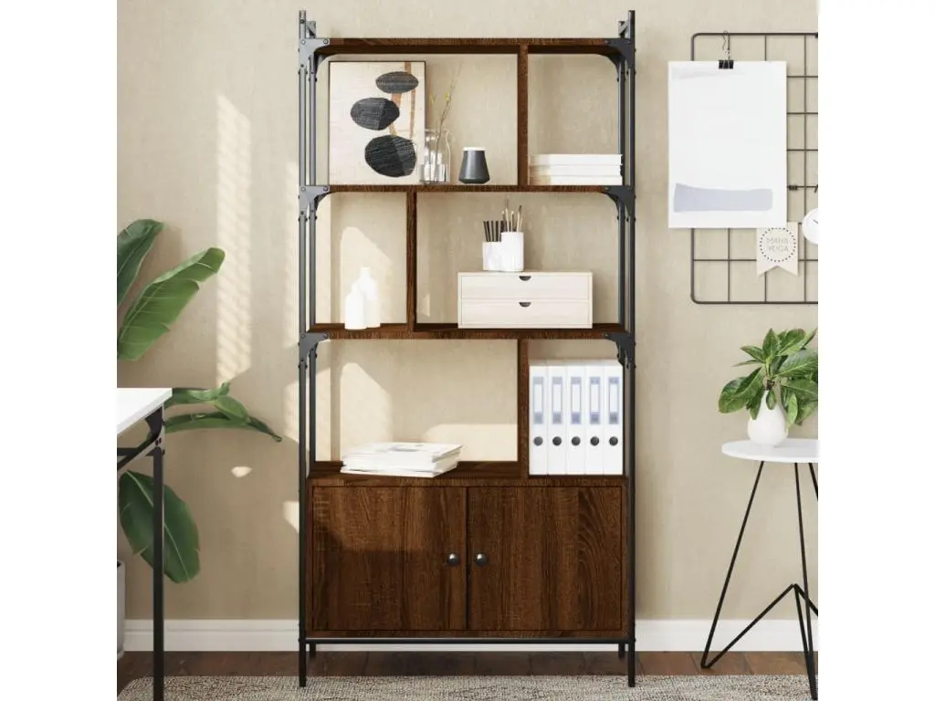 Bibliothèque avec portes chêne marron 76,5x30x154,5 cm